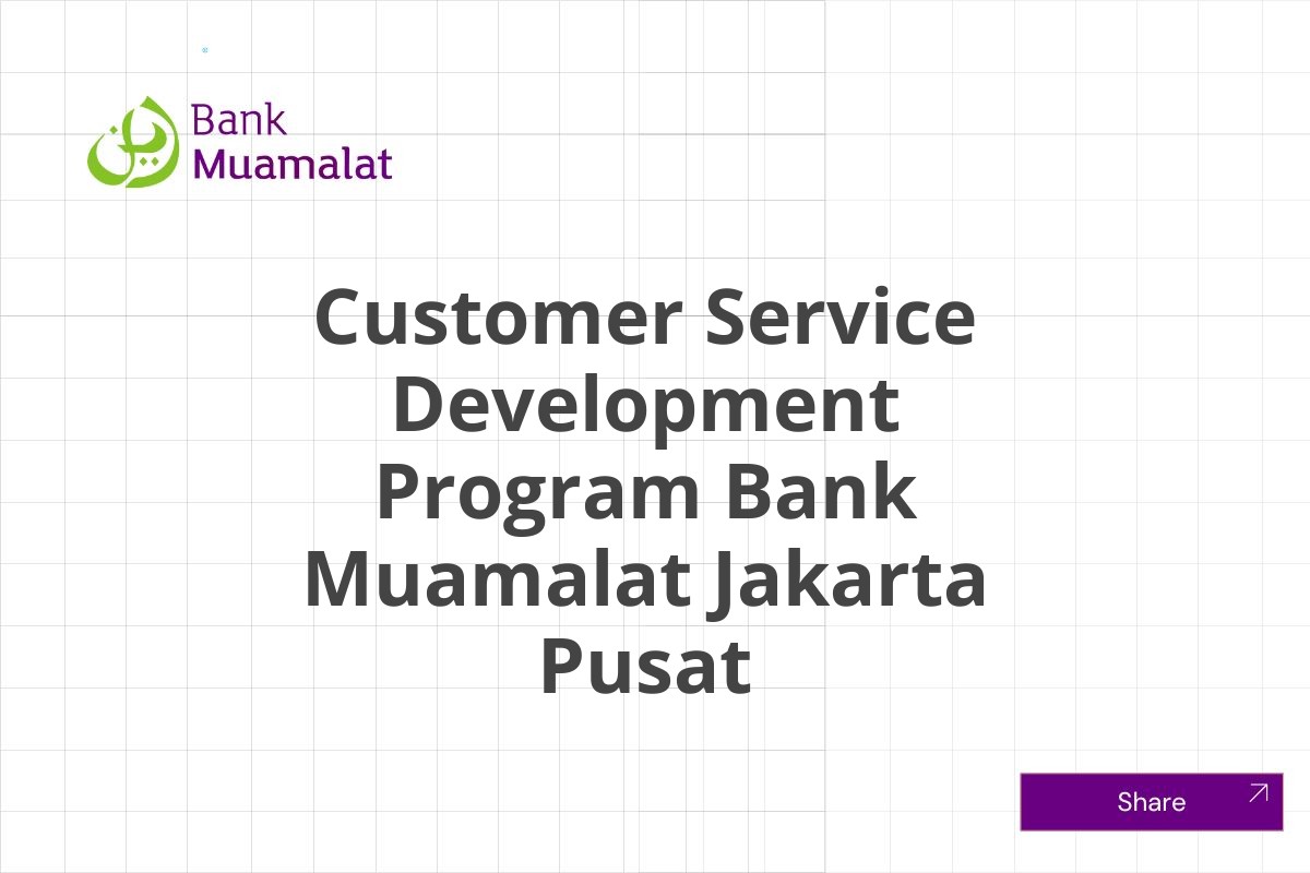 Jadilah Bagian Customer Service Development Program Bank Muamalat Jakarta Pusat Januari 2025 (Lamar Sekarang)