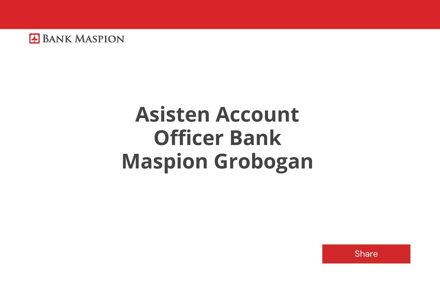 Loker Asisten Account Officer Bank Maspion Grobogan Tahun 2025 (Resmi)