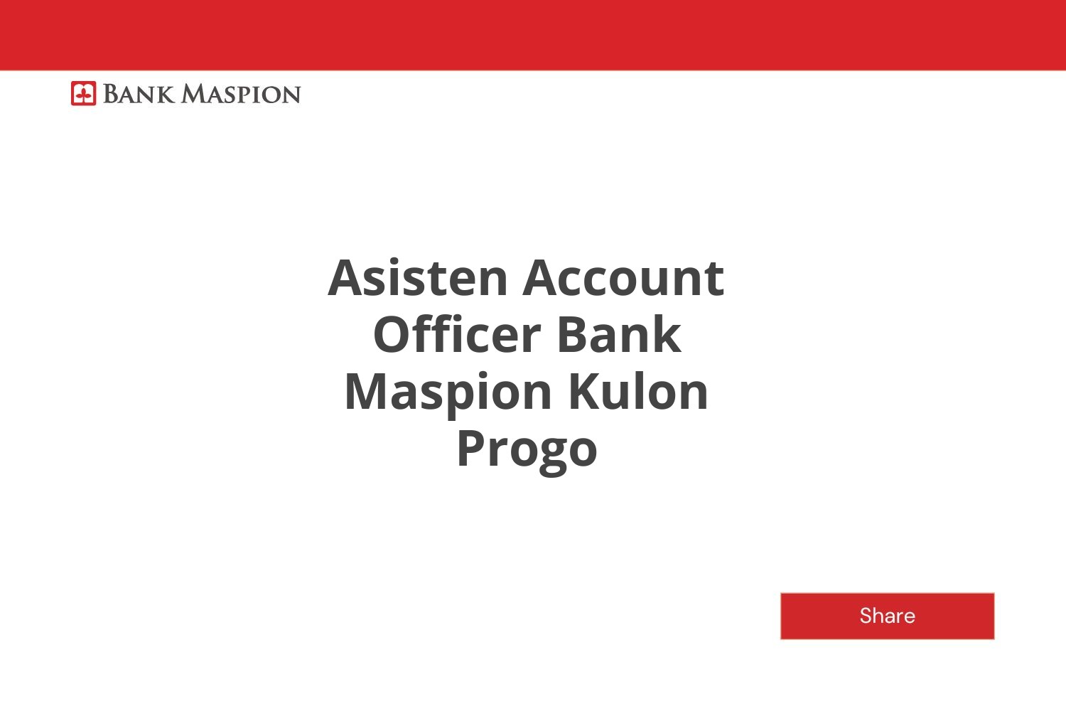 Recruitment Asisten Account Officer Bank Maspion Kulon Progo Tahun 2025 (Resmi)